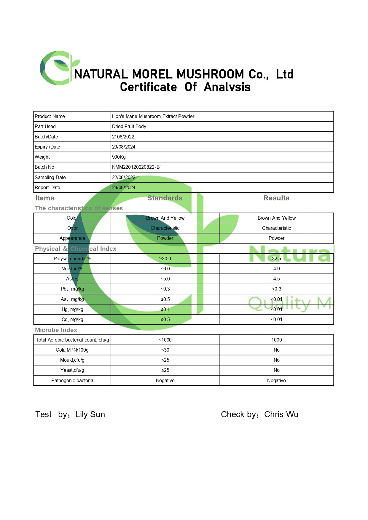 Dual Extract Lion's Mane Mushroom Extract Powder / Pesticide Residue Free